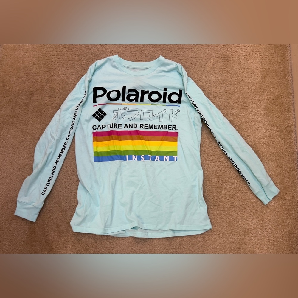 Polaroid Long Sleeve Tee Blue Red Retro Design